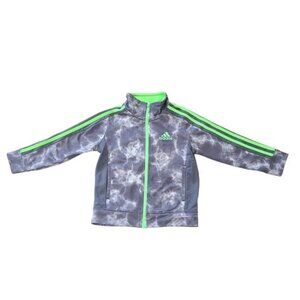 Adidas boy's full zip track jacket grey and green 3T